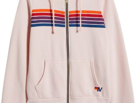 Aviator nation, 5 stripe zip up hoodie, light pink Online Sale