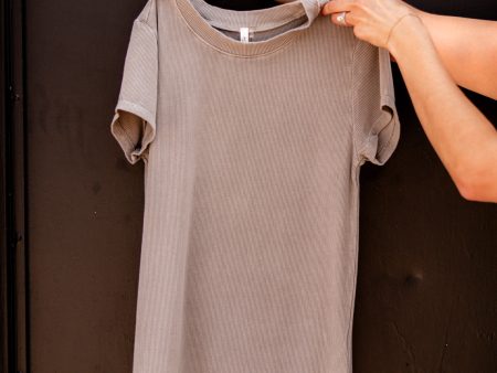 Jocelyn Ribbed T-Shirt | Grey Brown on Sale