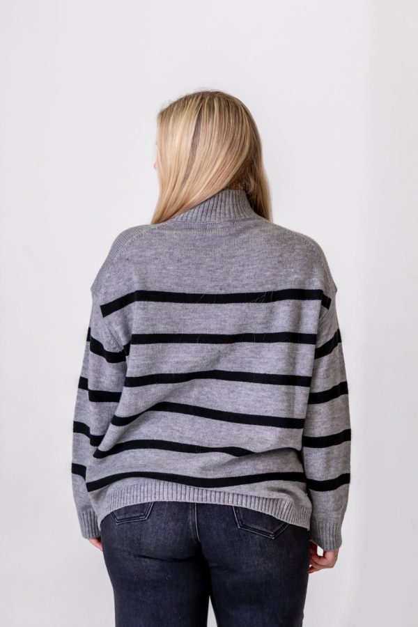 Valerie Striped Turtleneck Sweater | Charcoal For Cheap