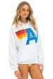 Aviator Nation Relaxed logo stitch pull over hoodie in white Online Hot Sale