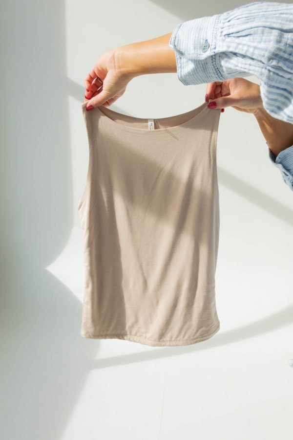 Nina Boat Neck Knit Tank | Light Taupe For Cheap