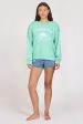 Summer High  Surf Green Burnout Fleece Crewneck Fashion