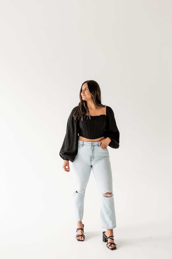 Ashley Cropped Corset Top | Black Fashion