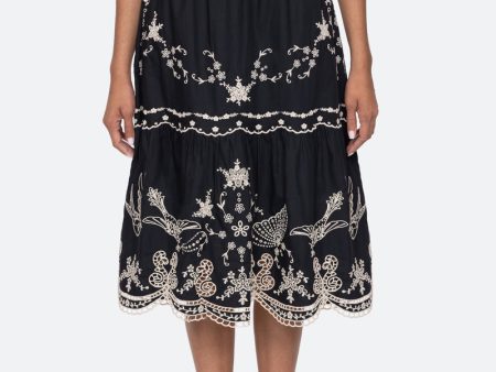 Kingsley Embroidered Skirt in Black Sale