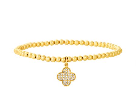 3MM Signature Bracelet with 14K Diamond Clover Charm Hot on Sale