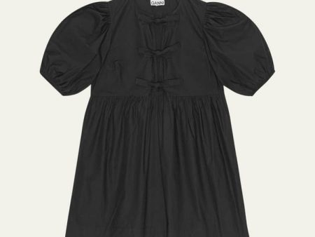 Cotton Poplin Tie Mini Dress Black Supply