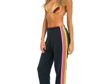 5 Stripe Sweatpant  Charcoal Pink Green For Sale