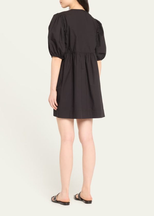 Cotton Poplin Tie Mini Dress Black Supply