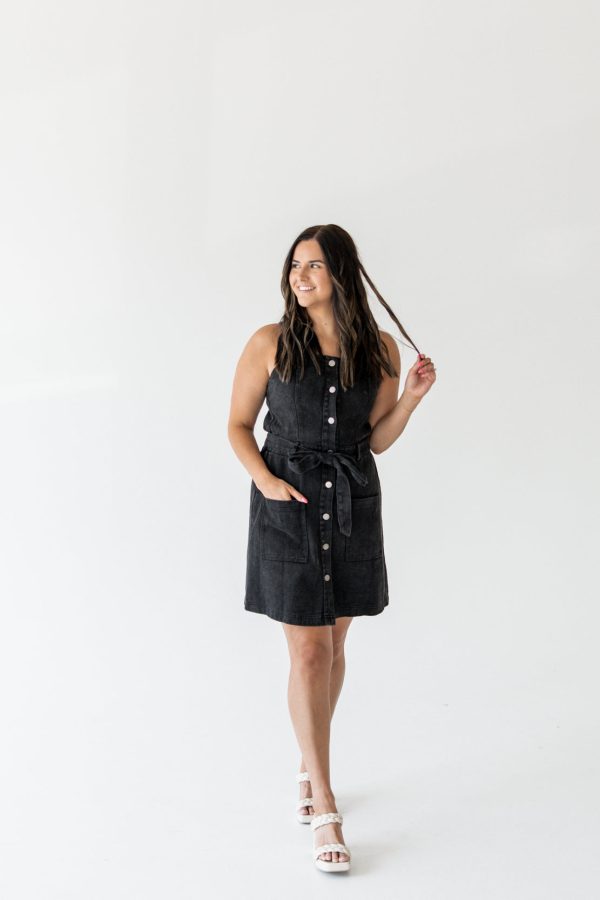 Brandi Button Down Mini Dress | Washed Black Sale