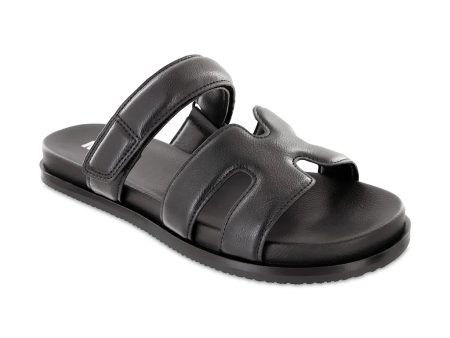 Venezia Velcro Strap Sandal | Black Tumble Hot on Sale