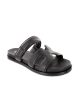 Venezia Velcro Strap Sandal | Black Tumble Hot on Sale