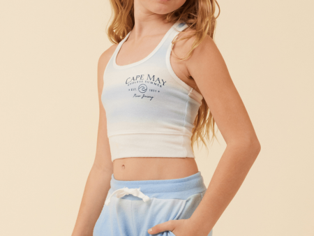 Blue Skies Ombre Tie Dye Brushed Hacci Racerback Crop Top Online Hot Sale