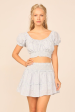 VH x OD - Chambray Blue w  Ivory Eyelet Smocked Crop Top Hot on Sale