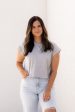 Mila Cuffed Sleeve Top | Melange Grey Cheap