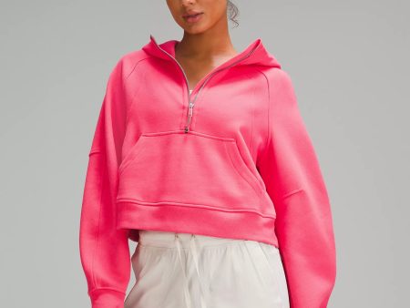 Scuba Oversized Half Zip Hoodie | Glaze Pink For Sale