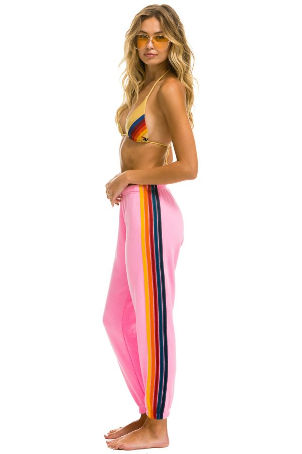 5 Stripe Womens Sweatpant Neon Pink For Cheap