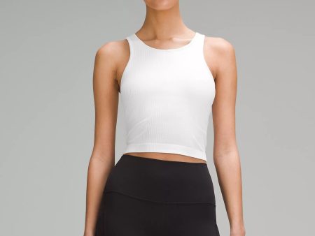 Ebb to Street Cropped Racerback Tank Top | White Online Sale