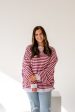 Classic Striped Oversized Crewneck | Raspberry Combo For Discount