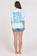 Beach Days  Sky Blue Pigment Dye Crew Tunic For Cheap