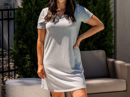 Mia Ribbed Tee Dress | Heather Grey Online Sale