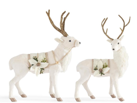 55237A Set of 2 Cream Deer on Sale