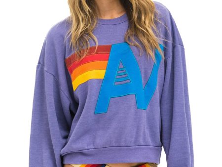 Aviator Nation Relaxed logo stitch crew sweatshirt in lavender on Sale