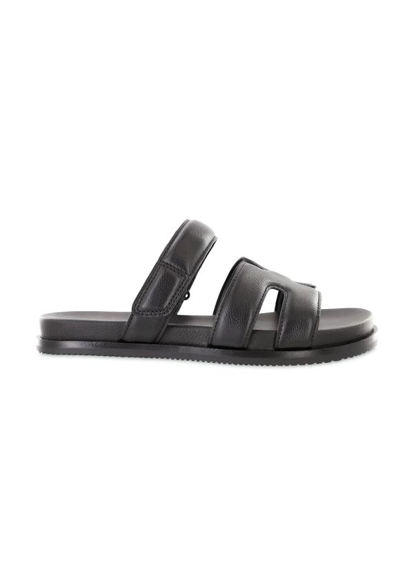 Venezia Velcro Strap Sandal | Black Tumble Hot on Sale