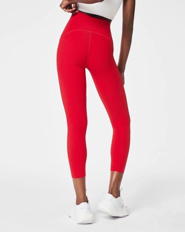 Spanx Booty Boost Active Contour Rib 7 8 Leggings | Red For Cheap