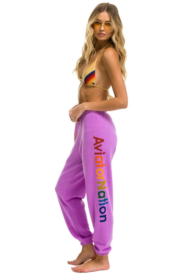 AVIATOR NATION Neon purple SWEATPANTS For Sale