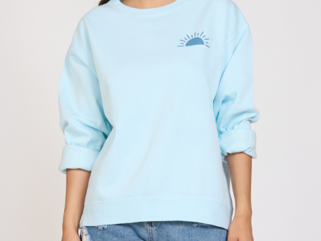 Beach Days  Sky Blue Pigment Dye Crew Tunic For Cheap