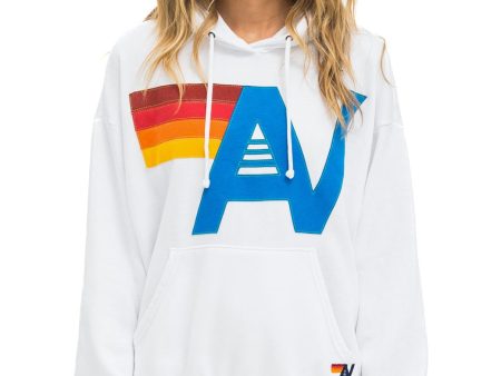 Aviator Nation Relaxed logo stitch pull over hoodie in white Online Hot Sale