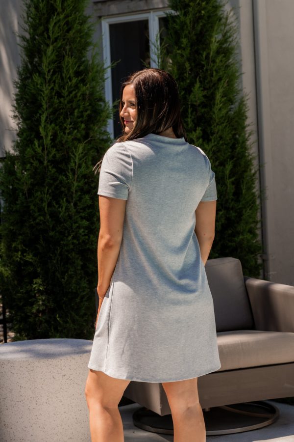 Mia Ribbed Tee Dress | Heather Grey Online Sale