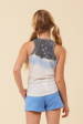 Summer Blue White Charcoal Tie Dye Tank W  Embroidered Stars Supply