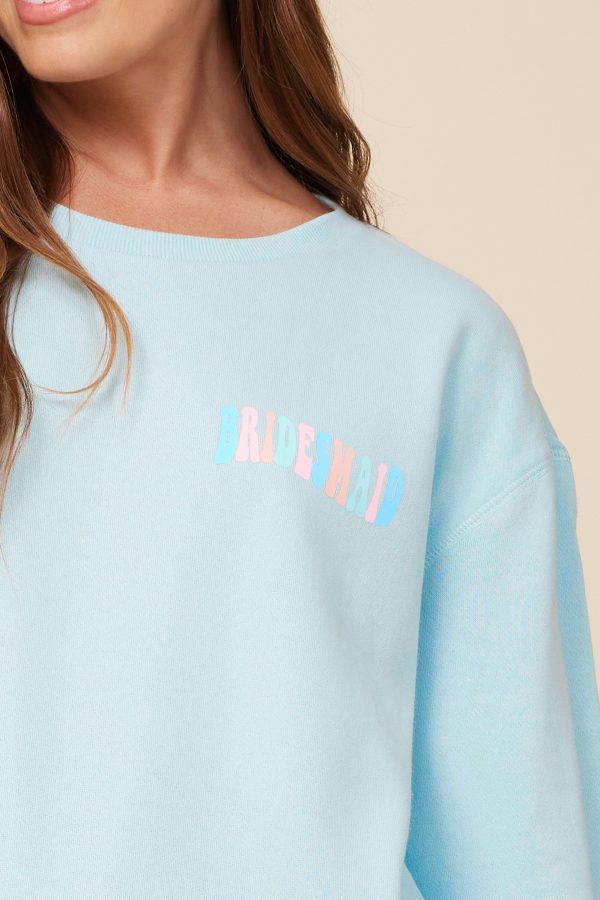 Bridesmaid  Sea Blue Surf Wash Crewneck Sweatshirt Online Sale