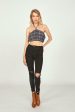 Grey Plaid Flannel Halter Bandeau Online now