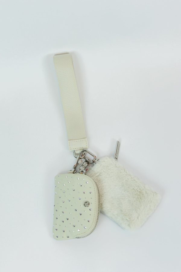 Dual Pouch Wristlet Studded | Bone Silver For Cheap