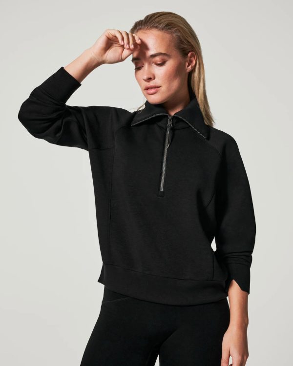 Spanx Airessentials Half Zip | Black For Discount