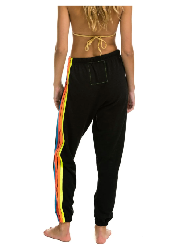 5 STRIPE SWEATPANTS - BLACK    NEON RAINBOW STRIPES Online Sale