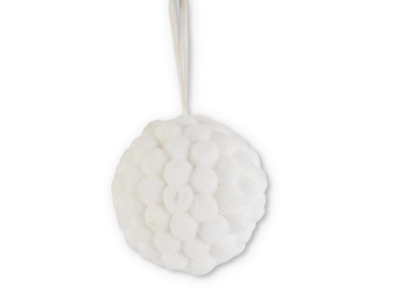 54442A 4  White PomPom Ball Ornament Hot on Sale