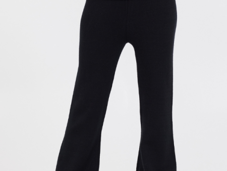 Black Slim Fit Knit Fold Over Flare Pant Discount