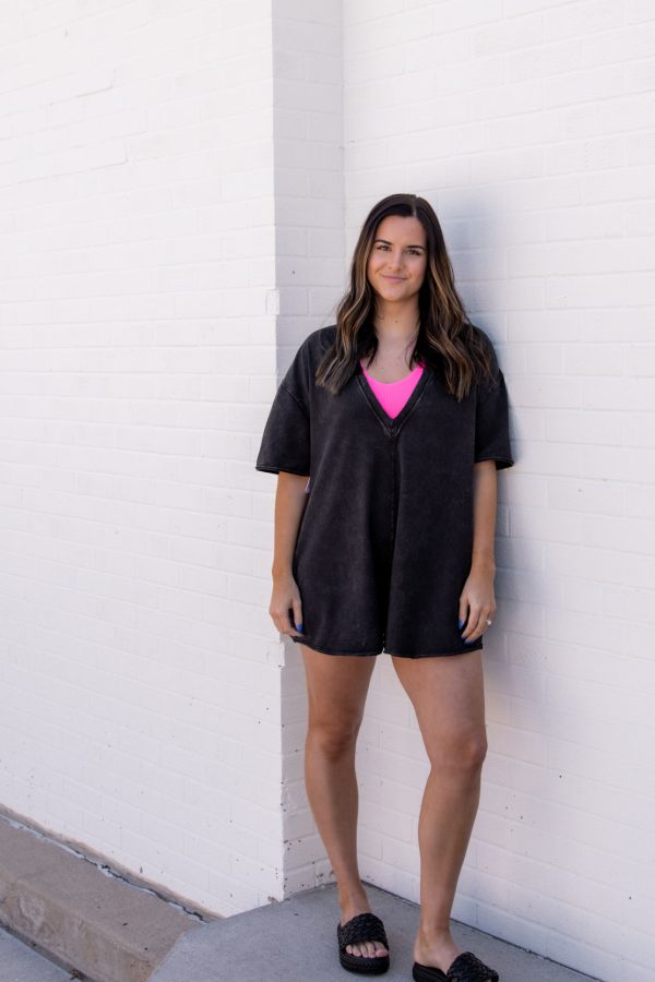 Hot Shot Tee Romper | Black Discount