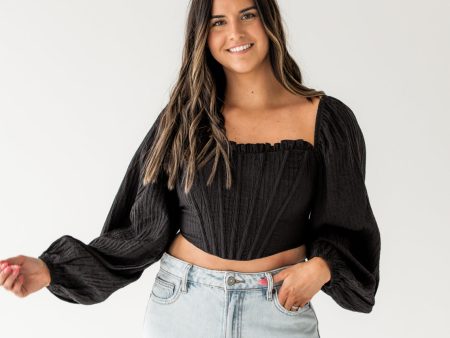 Ashley Cropped Corset Top | Black Fashion