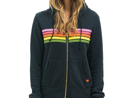 5 Stripe Hoodie Charcoal Pink Green Online