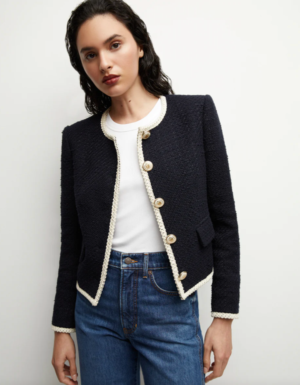 Mabel Cotton Jacket In Navy For Sale