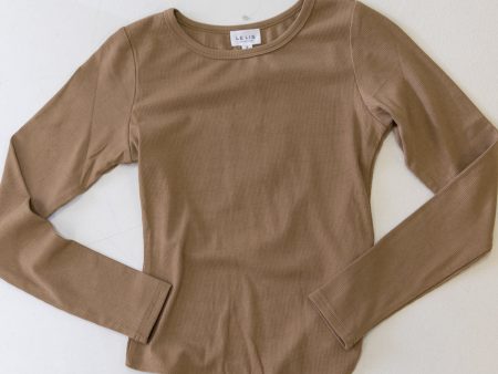 Gigi Long Sleeve Ribbed Bodysuit | Tan For Discount