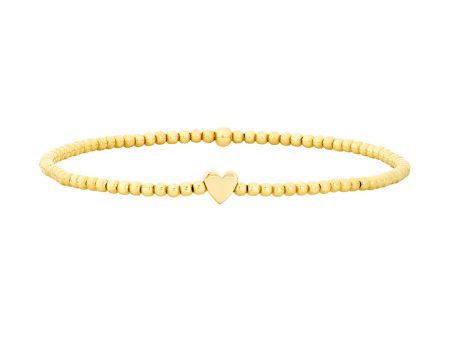 2MM heart bead Yellow Gold Filled Bracelet Online now