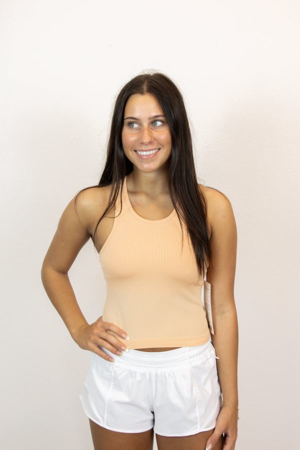 Ebb to Street Cropped Racerback Tank Top | Peach Bellini For Discount