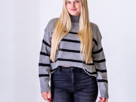 Valerie Striped Turtleneck Sweater | Charcoal For Cheap