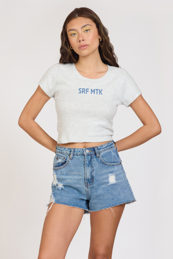 Surf MTK  Harbor Grey Rib Hacci Cropped Tee Sale