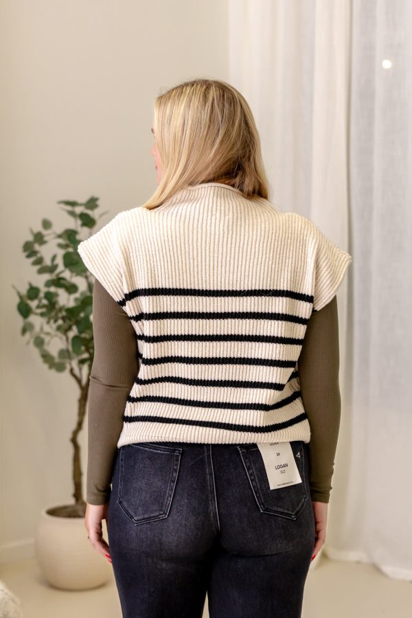 Layla Striped Sweater Vest | Cream Black Discount